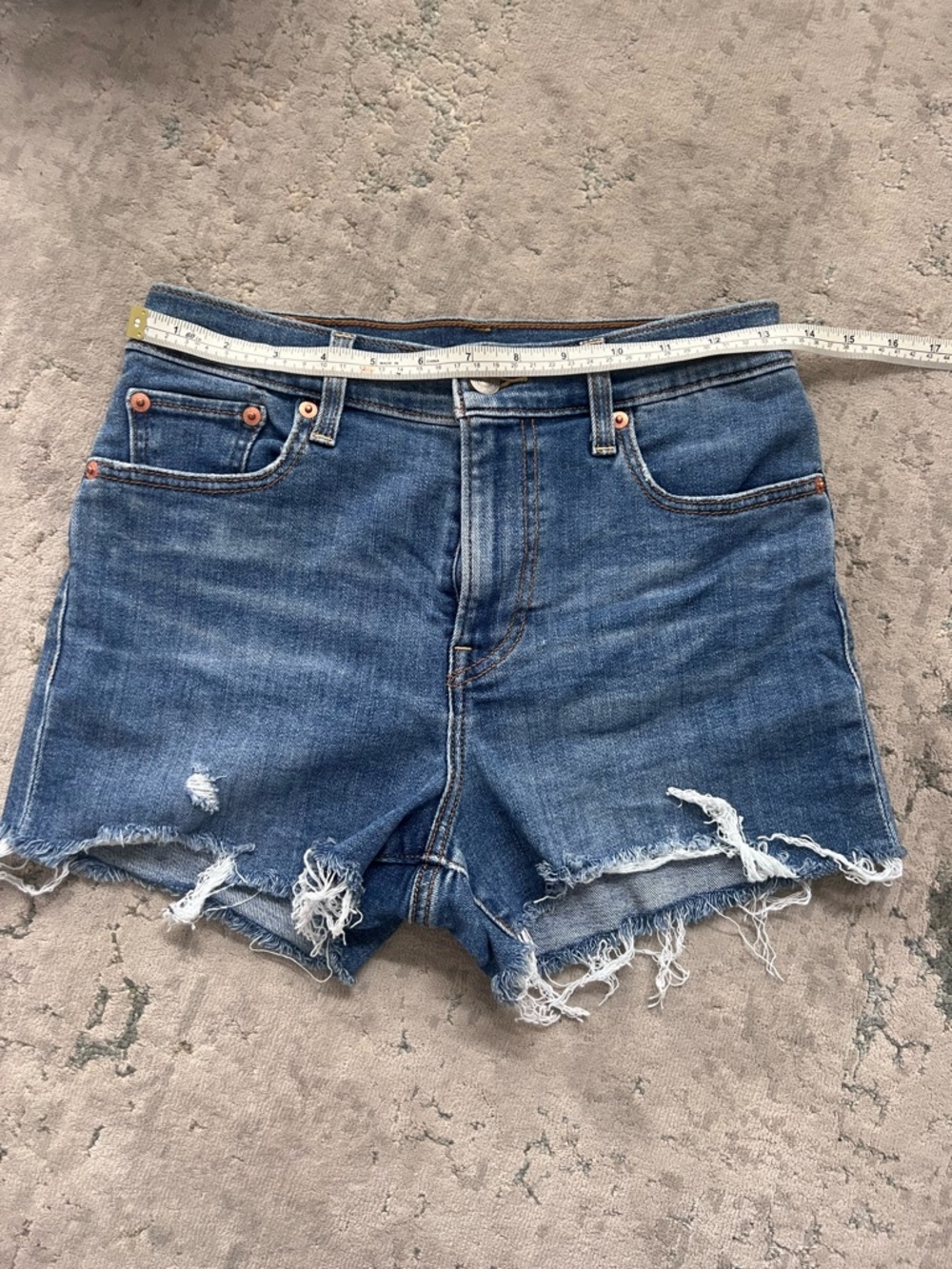 Levi's High-Rise Frayed Hem Denim Shorts, Size 26